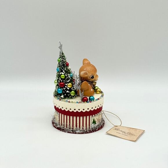 New Bethany Lowe Merry & Bright Deer On Box Retro Style Christmas Decor Figure - Picture 5 of 9